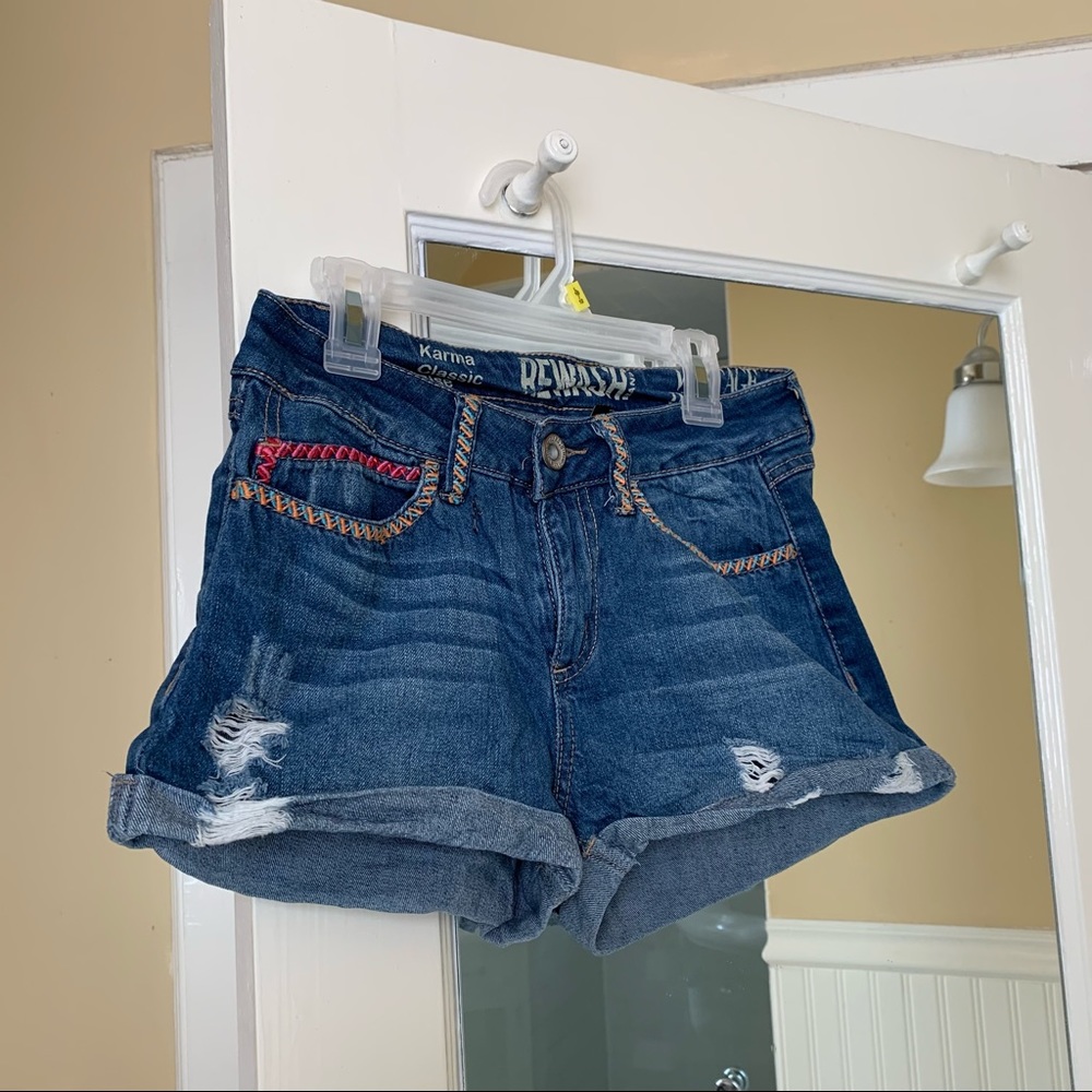 Embroidered Jean Shorts